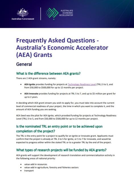 FAQ AEA Grants thumbnail